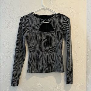 Seven Seven Sparkly Zebra Print Long Sleeve Top
